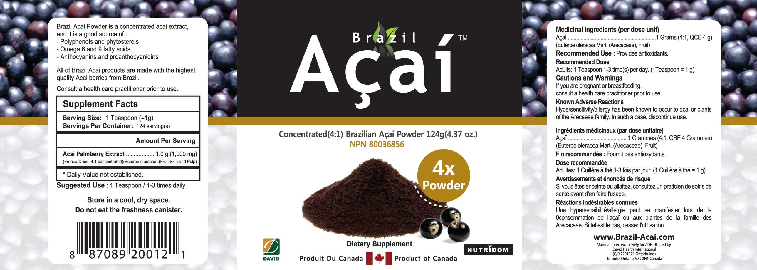 BRAZIL ACAI 4X CONCENTRATED POWDER (124G)